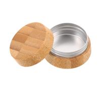 HAPINARY Refillable Small Lip Balm Container Bamboo Shell Mini Round Aluminum Jar Travel Cosmetic Storage Pot for DIY Creams Solid Perfume Lipstick and Facial Lotion