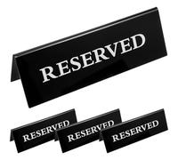 HAPINARY Reserved Seat Signs Clearly Printed Restaurant Wedding and Acrylic 4pcs Sturdy Table Reserved Cards, Elegant Minimalist Black Chair Reservation Signs Use for Parties
