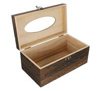 HAPINARY Retro Wooden Tissue Box Holder Large 22X12X10Cm Vintage Napkin Dispenser for Tabletop Bathroom Use