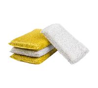 HAPINARY Reusable Glitter Dish Sponge Set 4pcs, Multi-Function Kitchen Cleaning Sponges with Gold Silver Colors, Household Non-Scratch Scrub Blocks for Dishwashing and Sink Cleaning