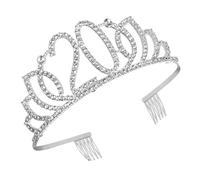 HAPINARY Rhinestone Number Birthday Crown Silver Tiara Headband Elegant Headwear for Women Party Cake Decoration 20Th