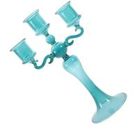 HAPINARY Romantic Blue Glass Candlestick Holder Stable Structure and Wide Base, for Festival Tables and Marriage Decorations, Elegant Candle Holder Preventing Tipping