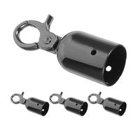 HAPINARY Rope End Stopper Caps 4Pcs 28Mm Metal Snap Hooks for Crowd Control Queue Divider, Black Velvet Cord Fastener for Outdoor Safety Railings and Event Barriers