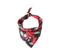 HAPINARY Rose Pattern Dog Collar Bib Triangular Saliva Bandana for Pets Black Cotton Scarf with Red Roses Adjustable Neck 25-48cm Valentines Day Dog Accessory for Cats