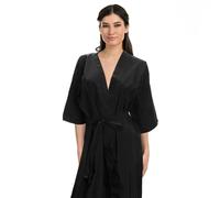 HAPINARY Salon Gown Waterproof Hairdressing Client Kimono Style Robe Black Spa Use for Hair Stylist