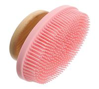 HAPINARY Silicone Bath Brush Long Teeth Massage Shower Scrub Soft Grip Bamboo Handle Cleaning Brush for Bathing Home Use