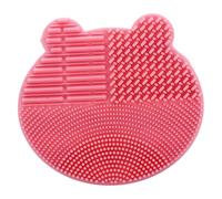 HAPINARY Silicone Makeup Brush Cleaner Mat with Holder Dual-surface Cosmetic Brush Scrubber for Easy Cleaning and Drying Storage Organizer for Women and Pink
