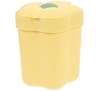 HAPINARY Small Flower Shaped Desktop Rubbish Bin with Lid, Yellow Plastic Decorative Waste Container, Compact Storage Bin for Office and Anywhere the House