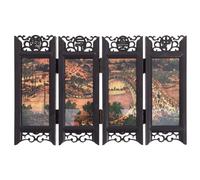 HAPINARY Small Folding Screen Divider in Chinese Style, Lightweight Pp Material with Foldable Design, for Office and Home Decor as A Decorative Desktop Partition