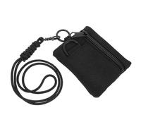 HAPINARY Small Hanging Pouch with Lanyard, Oxford Cloth Mini Wallet for Coins & Earphones, Portable Neck Bag for Daily Commute and Camping, Buckle Bag Design, Black