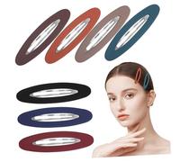 HAPINARY Snap Hair Clips Barrettes 7pcs Oval Matte Finish Assorted Colours Nonslip Flat Hair Clips for Women and Girls