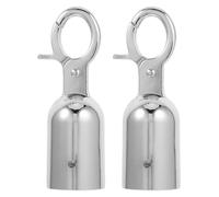 HAPINARY Stainless Steel Rope End Caps with Snap Hook 2 Pieces Metal Cord Stops for Outdoor Decking and Crowd Control Barriers