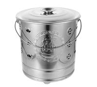 HAPINARY Stainless Steel Small Burning Bucket Paper Money Incinerator Metal Sacrificial Burning Barrel for Chinese Rituals Home Use Silver Thickened Fire Basin