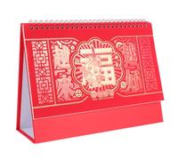 HAPINARY Standing Flip Calendar Red Chinese Horse Year Design Small Desk Desktop Monthly Planner with Memo Pad Freestanding Office and Home Schedule Organizer