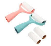 HAPINARY Standing Sticky Hair Remover Roller for Clothes 4pcs Set with 2 Tearable Lint Papers Pink and Light Blue Hair Cleaning Tool for Home
