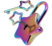 HAPINARY Star Shape Metal Padlock with Key, Cute Rainbow Five-Pointed Star Lock for DIY Diary, Notebook, and Jewelry Accessories - Decorative Keyed Padlock for Personal Use