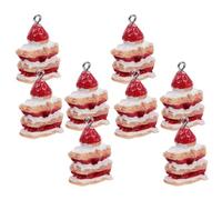 HAPINARY Strawberry Versatile Charms Realistic with Cute 10pcs Cake Resin Multilayer Appearance Accessories Making for Bags and Keychains, for Cute Jewelry