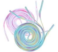 HAPINARY Stretch Shoe String 2 Pair Flat 120cm Polyester with Multi-purpose Function for Shoes Colored with Gradient Tie-dye Effect
