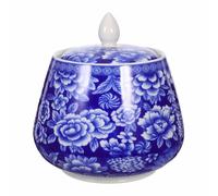 HAPINARY Tea Black White and Blue or Jar Ceramic with 870ml Storage Lid Porcelain Decorative Canister Scented Elegant Retro Floral Design for Housewarming Gift or Party