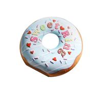 HAPINARY Tinplate Donut Shaped Biscuit Container and Candy Storage Box with Lid, Seam Tightly Crafted Multi-purpose Storage Tank for Tea Leaves and Sweet Collections, Blue Colour