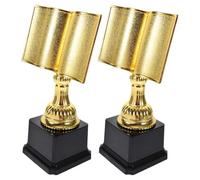 HAPINARY Trophy Keepsake for Reading Contest Plastic Gold 2pcs Book Shaped Award with Elegant Design Motivates Reading for School and Family Events