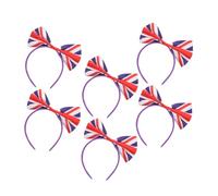 HAPINARY Union Jack Bow Headband 6pcs British Flag Hairband Set National Flag Hair Accessories for Football Fans Festival Party