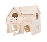 HAPINARY Villa House Wooden Hamster Cage Double Layer Fun Hut for Tiny Hamster Maze Detachable Design for Easy Cleaning Engaging Pet Habitat Accessory Squirrel House Building