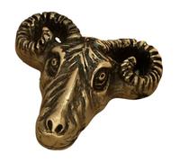HAPINARY Vintage Brass Sheep Head Charm Pendant with Shine Surface, Versatile Decoration for Car and Home, Chinese New Year Zodiac Animal Sculpture Gift