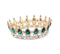 HAPINARY Vintage Crystal Rhinestone Tiara for Women Elegant Green Crown Hair Accessory for Wedding Engagement Prom and Special Occasions