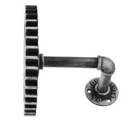 HAPINARY Vintage Industrial Wall Rack Bracket, Rustic Wall-Mounted Iron Shelf with Gear Design, Heavy-Duty Retro Pipe Style Storage Shelf for Home Decor