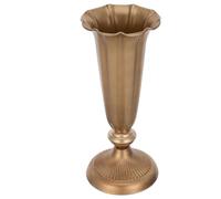 HAPINARY Vintage Metal Flower Urn Vase in Golden Iron with High Footed Cup Shape and Rounded Mouth, 11.8' Tall Rustic Trumpet Vase Simplifying Stem Arrangement and Preventing Spills,