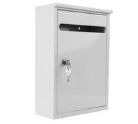 HAPINARY Wall Mount Suggestion Box Metal with Lock, White Voting Storage Deposit Box for School Bullying Reports and Student Complaints,