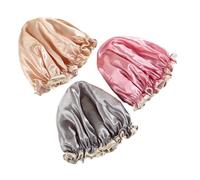 HAPINARY Waterproof Thicken Satin Shower Caps to Keep Hair Dry for Adults 3pcs Lightweight and Sturdy Bathing Hats at Home or Store