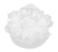 HAPINARY Wedding Ring Box Cake Shape in White, Easy to Carry and Store, Romantic Rose Style Made of Pearl and Cloth for Bridal Shower and Spouse