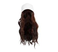 HAPINARY White Baseball Cap Wig with Long Curly Hair for Women Lightweight Sun Protection Hat with Natural Synthetic Wavy Hair Travel-friendly Design and Everyday Wear