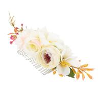 HAPINARY White Fabric Floral Hair Comb for Bride Wedding Hair Piece, Bridal Rose Headpiece with Cloth Flower Design, Suitable for Beach and Holiday Bridal Hairstyles