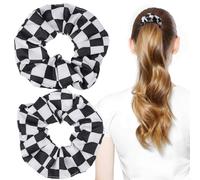 HAPINARY Women's Hair Bobbles in Checkerboard Pattern, Elastic Hair Bands for Women, Gentle and Gentle on All Hair Types for Any Occasion