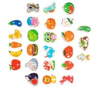 HAPINARY Wooden Animal Alphabet Matching Game Puzzle Early Education Dual Learning with Fruit Motifs Montessori Alphabet Recognition and Shape Matching Puzzle for Preschool