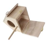 HAPINARY Wooden Bird House Feeder for Garden Balcony Hanging Nesting Box Natural Wood Shelter for Small Birds and Hummingbirds Squirrel Nesting Box Compatible