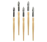 HAPINARY Wooden Dip Pen Set 5Pcs Gothic Calligraphy Holders with Metal Nibs for Sketching Manga and Artistic Writing Use