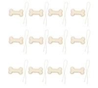 HAPINARY Wooden Dog Bone Cutouts 30Pcs with Hemp Ropes Unfinished Wood Craft Slices for DIY Christmas Tree Decoration and Hanging Plaques for Pet Lovers Boys and