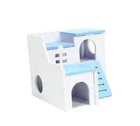 HAPINARY Wooden Double Layer Hamster House Guinea Pig Castle Small Animal Home Pet Nest Safe Wooden Toys