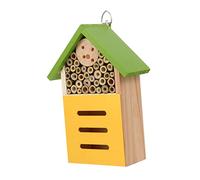 HAPINARY Wooden Insect House Outdoor Bee Nest Garden Cabin Painted Green Natural Habitat Shelter for Wild Bees and Pollinators