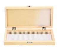 HAPINARY Wooden Microscope Slide Storage Box Organising Prepared Slides, with 50pcs Capacity Numbered Slots and Contents Sheet Sturdy Wood and Stainless Steel Case for for Classroom