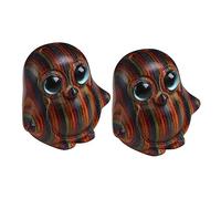 HAPINARY Wooden Penguin Keychain Charm with Blue Eyes 2pcs, Rainbow Wood Handcrafted Pendant for Bag or Car Interior Hanging, Diy Craft Accessory for and Decorations