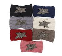 HAPINARY Woolen Yarn Headband for Women Hand Made Winter Hair Wrap Simple Flower Pattern Comfortable and Breathable Dark Red Hair Accessory for Daily Wear and Face Washing