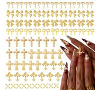 HAPINYOU 80-Piece Gold Nail Charms - Premium Y2K Alloy & Rhinestone Decor for 3D Nail Styling and Crafts, Nail Art Decorations