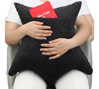 HapiPoppy Star Shape Hysterectomy Recovery Pillowy for Hysterectomy Recovery Must Haves with 2 Pockets Products Gifts Tummy Tuck Abdominal Surgery Cushion, Minky Dot Black