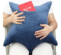 HapiPoppy Star Shape Hysterectomy Recovery Pillowy for Hysterectomy Recovery Must Haves with 2 Pockets Products Gifts Tummy Tuck Abdominal Surgery Cushion, Minky Dot Denim Blue