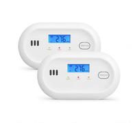 Hapippofa Carbon Monoxide Alarm with Digital Display, Battery Powered CO Detector with Replaceable AA Batteries, 10-Year Sensor Life, 85 dB Alert, EN 50291, for Home & Travel, 2 Pack